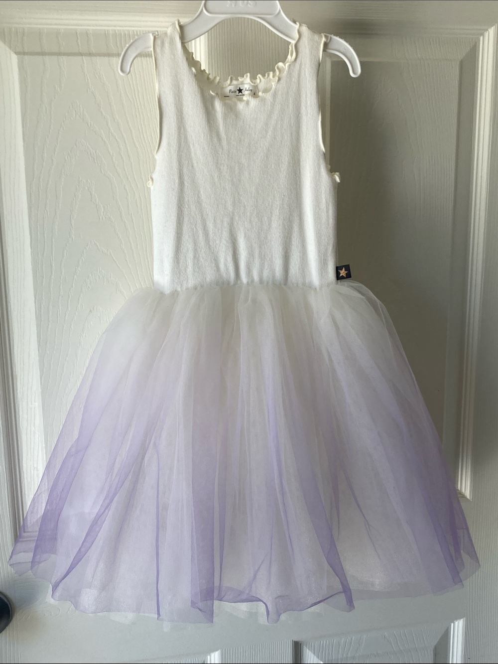 Petite Hailey White & Lavender Tulle Dress Size 4 Girls